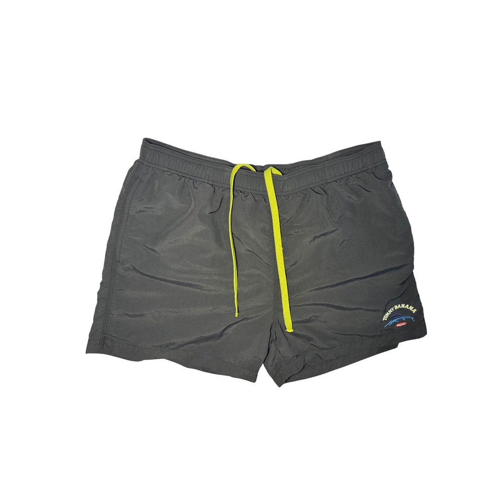 Tommy Bahama Relax Swim Trunks Men Large Black Neon Green Mesh Lined